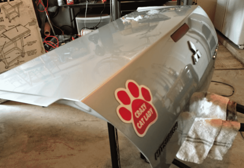 mitsubishi galant trunk deck lid after dent repair