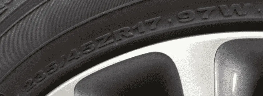 Tire size on sidewall