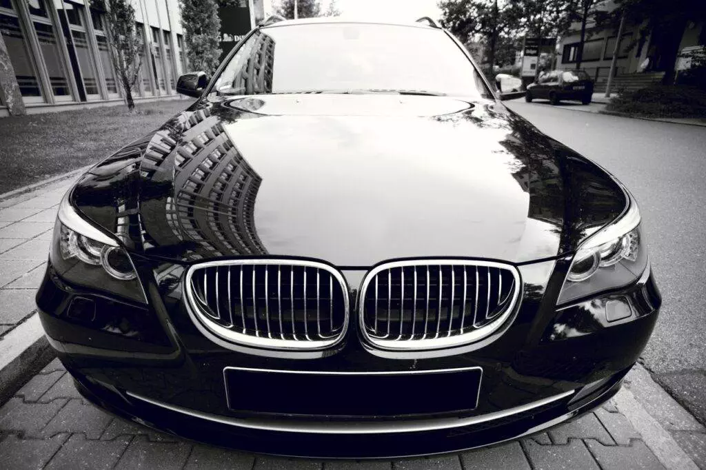 Black BMW front windshield