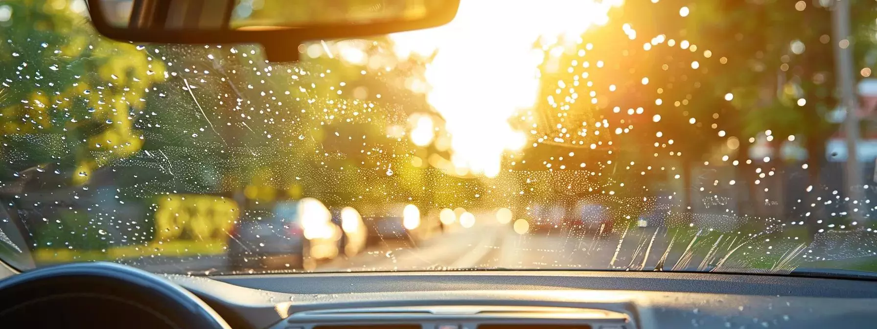 View from inside a car looking out a premium pilkington oem windshield